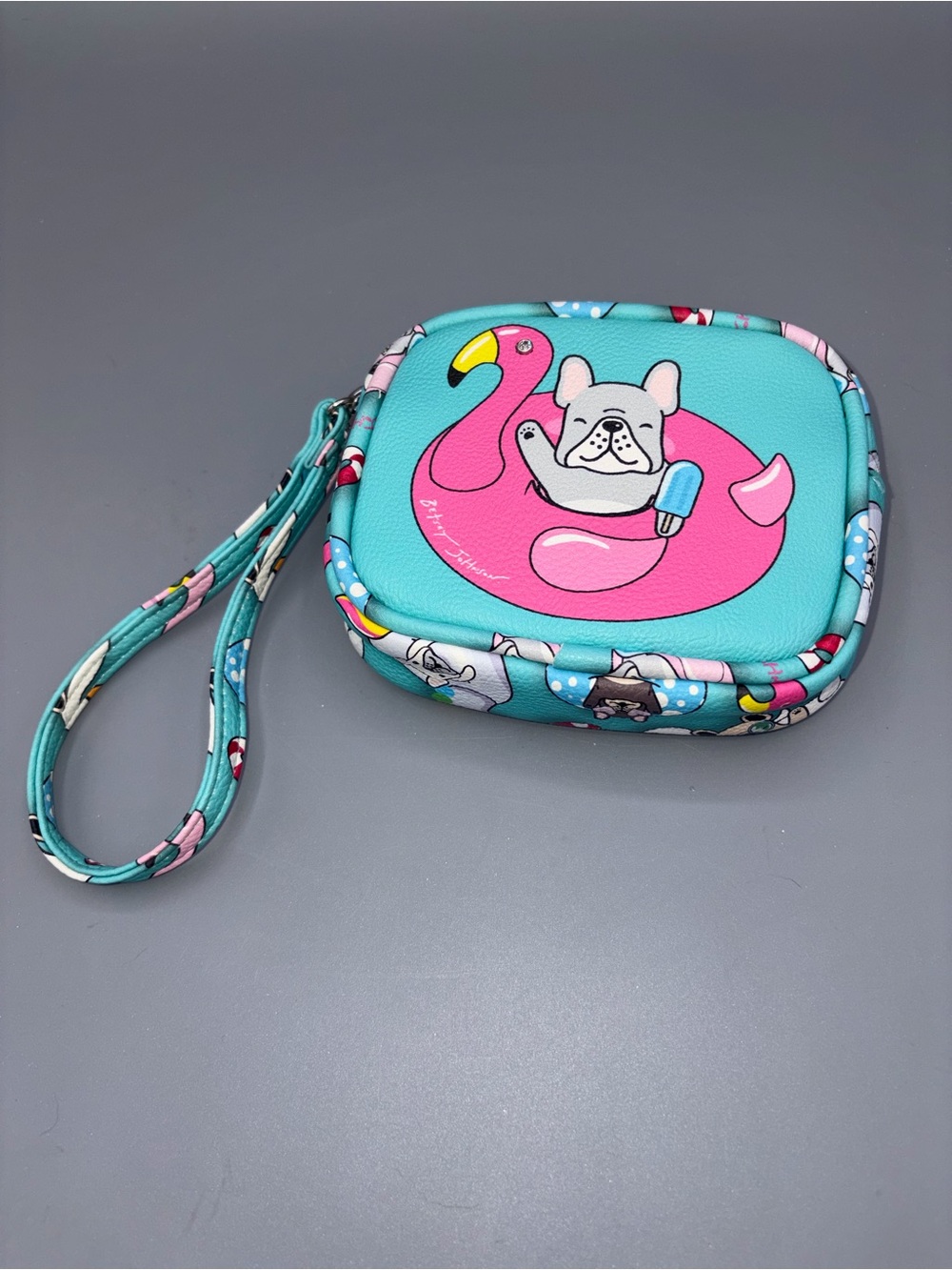 NWOT Betsey Johnson Kitsch Sophie Frenchie Small Wristlet Pouch